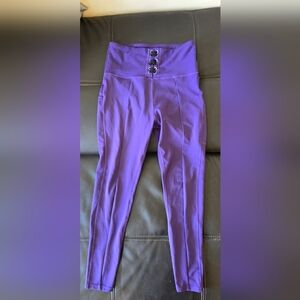 Pop-Fit Purple High-Waist  Leggings with Lace-Up Front